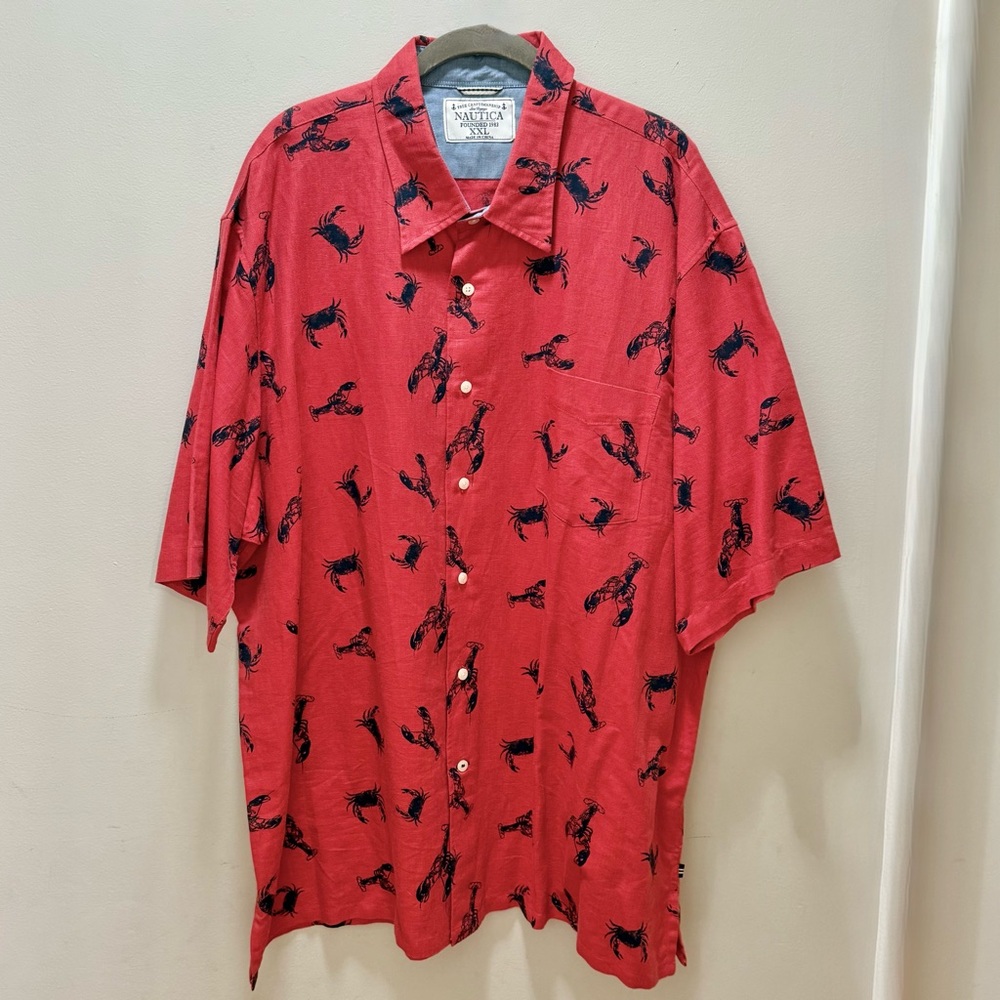 Nautica | Lobster + Crab Bake | Muted Red & Navy Blue | Men’s XXL